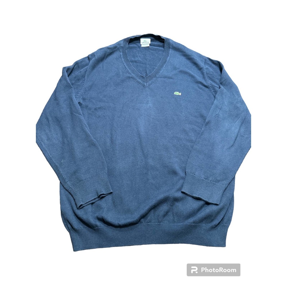 LACOSTE BLACK V-NECK SWEATER SIZE 6/LARGE